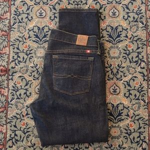 Lucky Brand Zoe Skinny Ankle Crop Dark Blue Denim Jeans Size 27 / 4 Zipper Legs